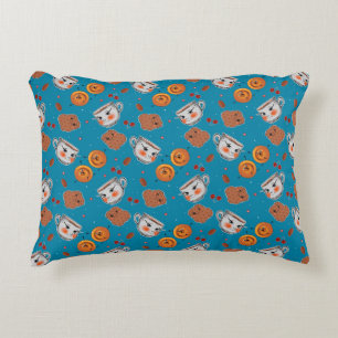 Cookies, buns: blue background pattern decorative cushion