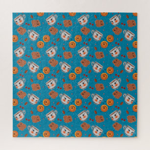 Cookies, buns: blue background pattern jigsaw puzzle