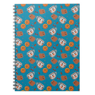 Cookies, buns: blue background pattern notebook