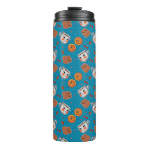 Cookies, buns: blue background pattern thermal tumbler