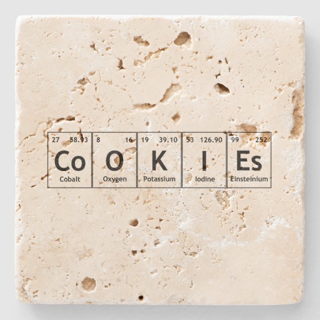 CoOKIEs Chemistry Periodic Table Words Elements Stone Coaster (Front)
