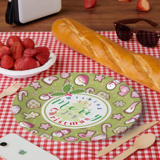 Cookies Christmas Green Paper Plate (Picnic)
