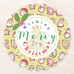 Cookies Christmas Yellow Paper Coaster