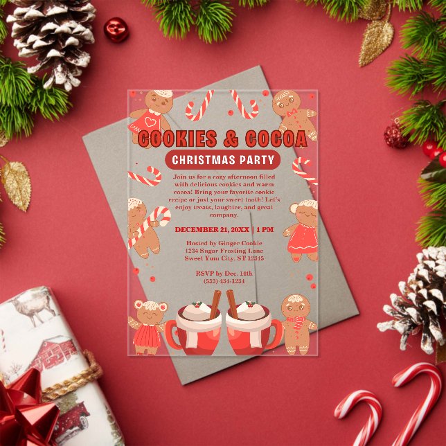 Cookies & Coca Bar Christmas Party Acrylic Invitations (Insitu (Holiday))