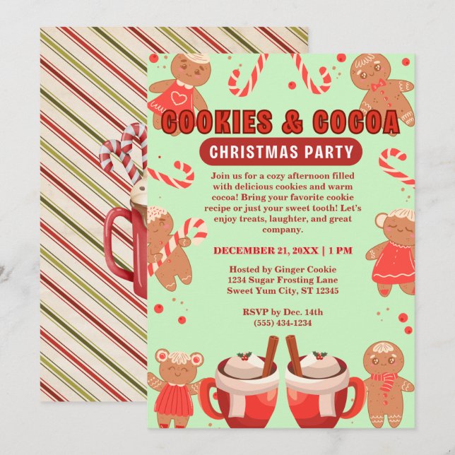 Cookies & Coca Christmas Green Party Invitation (Front/Back)