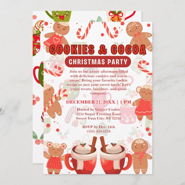 Cookies & Coca Christmas Pattern Party Invitation (Front/Back)