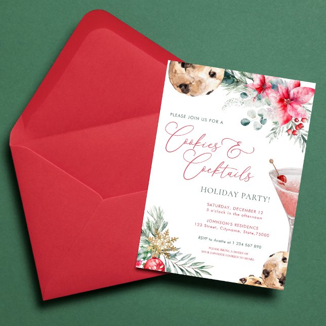 Cookies & Cocktails Christmas Xmas Holiday Party Invitation (Creator Uploaded)