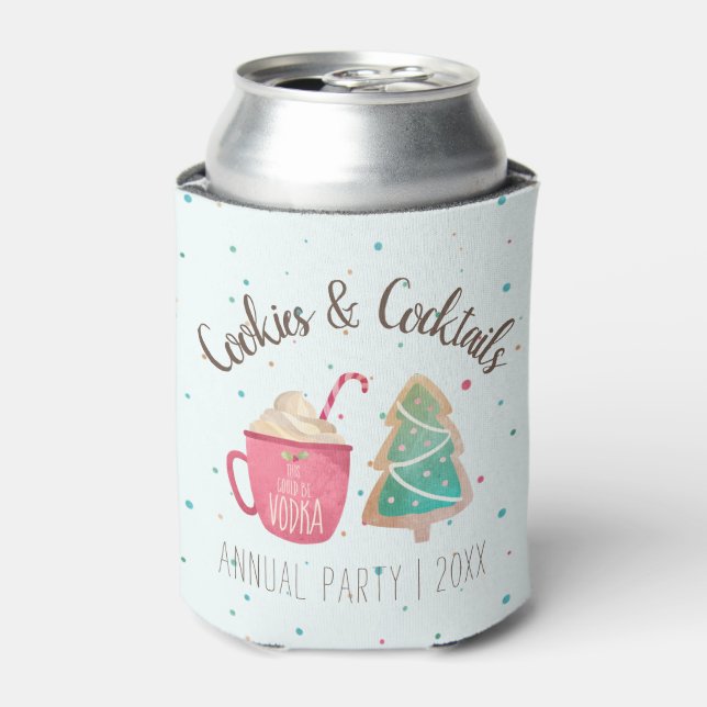 Cookies & Cocktails Funny Christmas Party Favour Can Cooler (Can Front)
