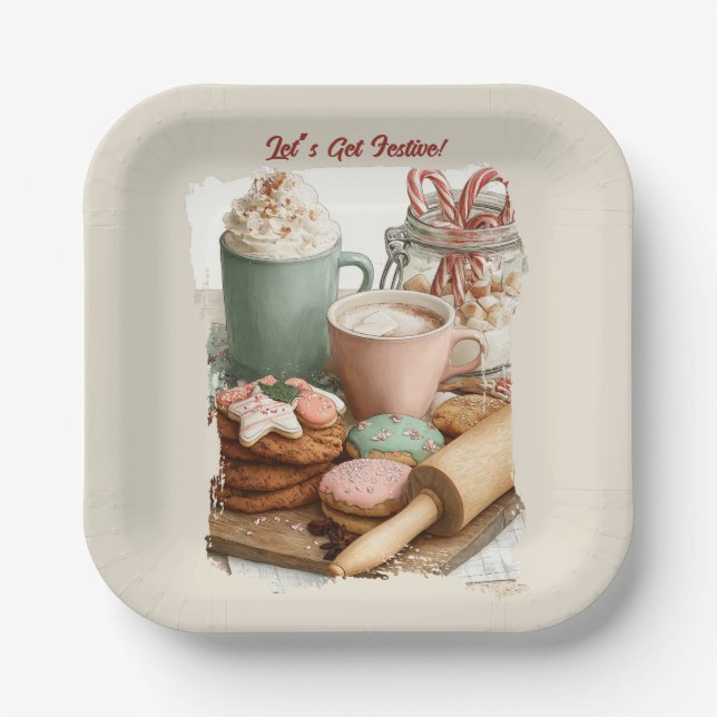 Cookies, Cocoa & Christmas Cheer Paper Plate (Front)