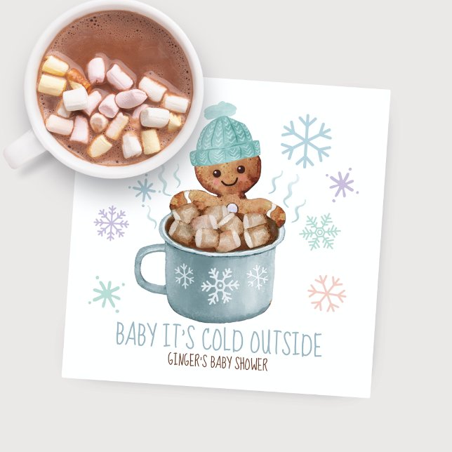 Cookies & Cocoa Gingerbread Boy Winter Birthday Napkin (Creator Uploaded)
