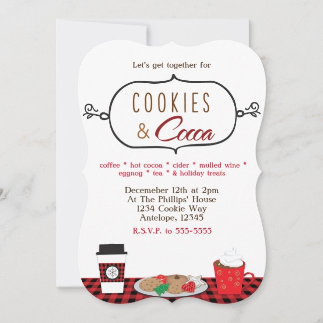 COOKIES & COCOA Holiday Party Invitations (Front)