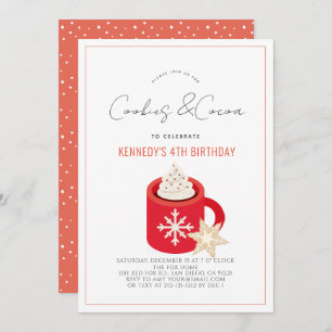 Cookies & Cocoa Hot Chocolate Red Mug Birthday Invitation