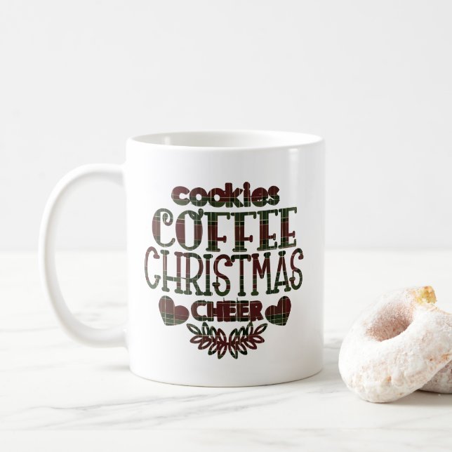 Cookies Coffee Christmas Cheer Personalised Quote Coffee Mug (With Donut)