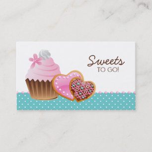 Cookies Cupcake Bakery Cute Polka Dots Modern blue Business Card