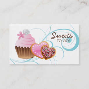 Cookies Cupcake Bakery Cute Swirl Modern blue Business Card