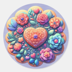 Cookies Decorated As Flowers Classic Round Sticker