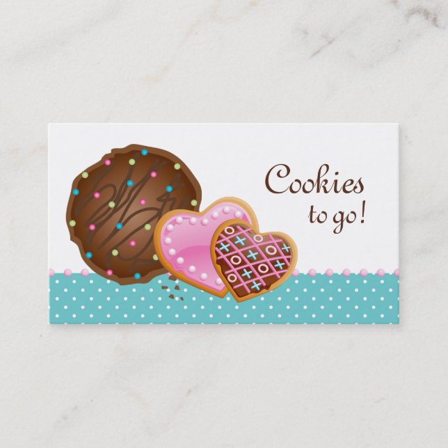 Cookies Doughnut Bakery Cute Polka Dots Modern Business Card (Front)