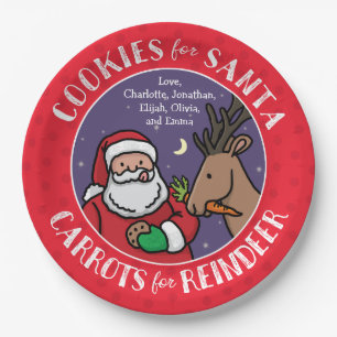 Cookies For Santa, Carrots Reindeer, Personalised Paper Plate