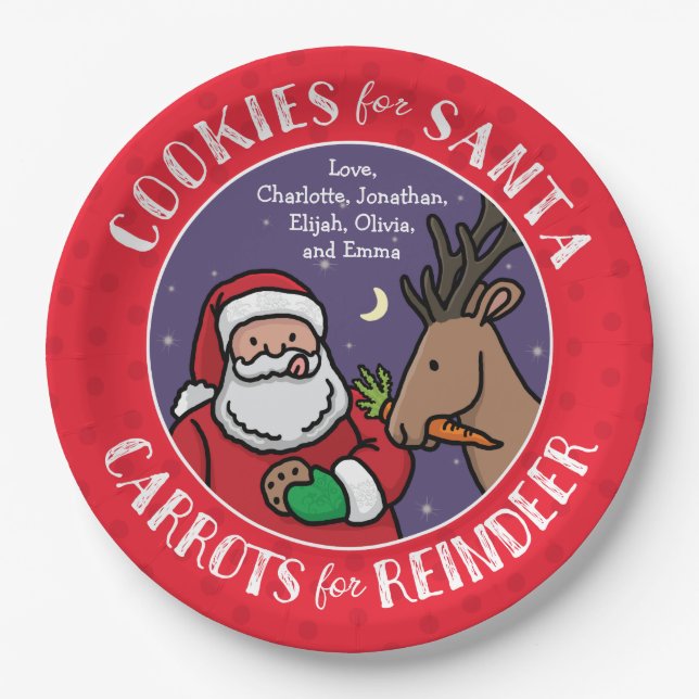 Cookies For Santa, Carrots Reindeer, Personalised Paper Plate (Front)
