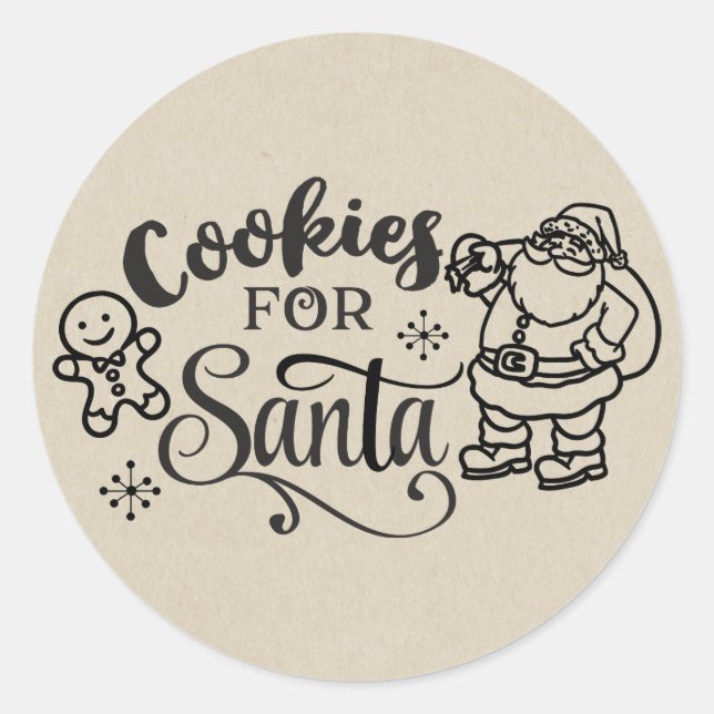 COOKIES FOR SANTA Christmas Holiday Favour Treat Classic Round Sticker (Front)