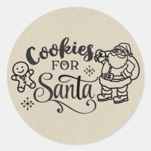 COOKIES FOR SANTA Christmas Holiday Favour Treat Classic Round Sticker