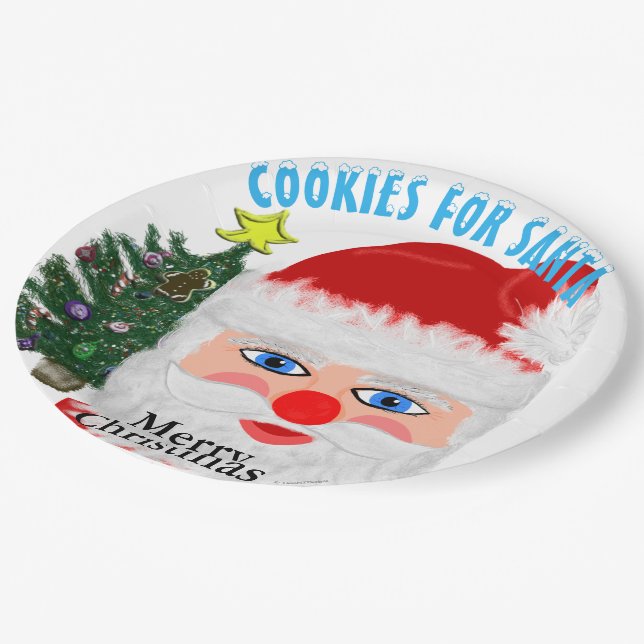 Cookies for Santa Christmas Tree  Paper Plate (Angled)