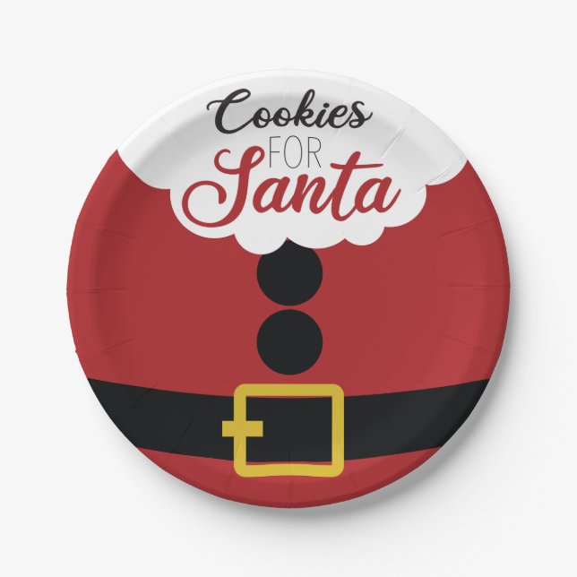 Cookies for Santa Claus Family Christmas Paper Plate (Front)
