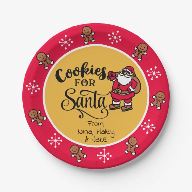 Cookies for Santa Claus Paper Plate (Front)