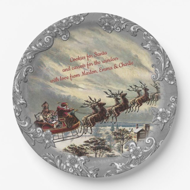 Cookies for Santa 🎅(customisable) Paper Plate (Front)