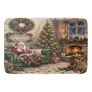 Cookies for Santa, Farmhouse Christmas Santa Claus Bath Mat