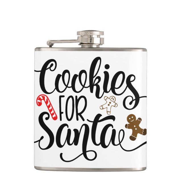 Cookies for Santa Fun Christmas Hip Flask (Front)