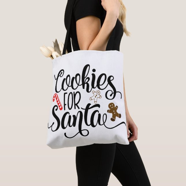 Cookies for Santa Fun Christmas Tote Bag (Close Up)
