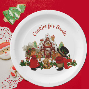 Cookies for Santa Gingerbread House Paper Plate