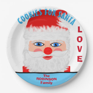 Cookies for Santa Love Family Name Paper Plate