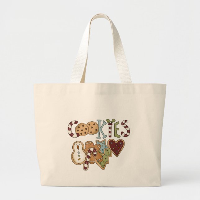 Cookies for Santa Tshirts and Gifts Large Tote Bag (Front)