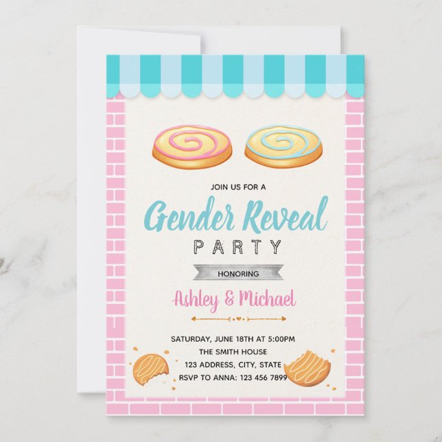 Cookies gender reveal party invitation (Front)
