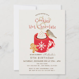 Cookies & Hot Chocolate Red Birthday Invitation