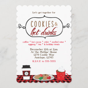 Cookies & Hot Drinks Holiday Party Invitations