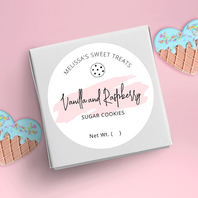 Cookies Label Feminine Bakery Flavor Round Sticker (Creator Uploaded)