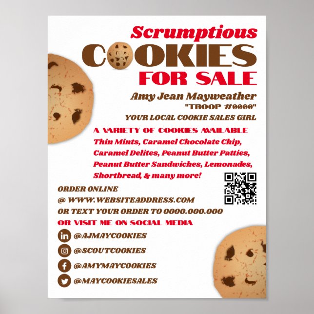 Cookies Logo, Cookie Sales Fundraising Poster (Front)