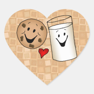 Cookies love Milk Friends Cartoon Heart Sticker