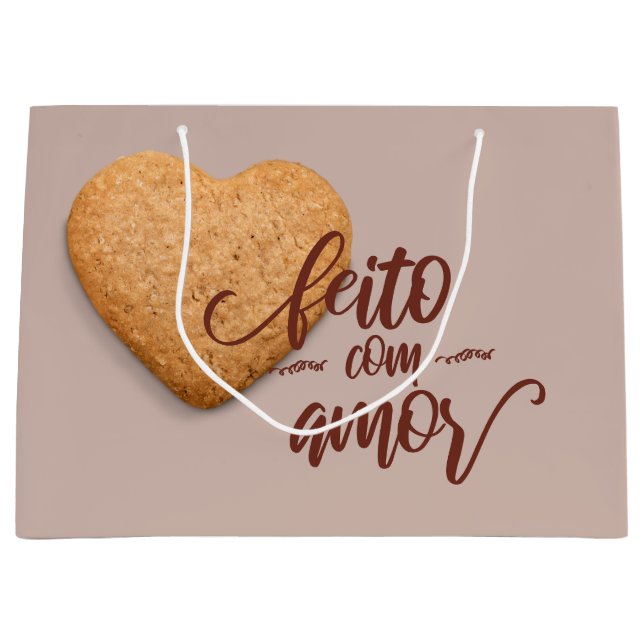 Cookies made with love, feito com amor large gift bag (Front)