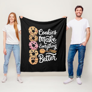 Cookies Make Everything Better Funny Christmas Fleece Blanket