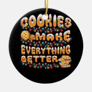 Cookies Make Everything Better Funny Christmas Gin Ceramic Tree Decoration