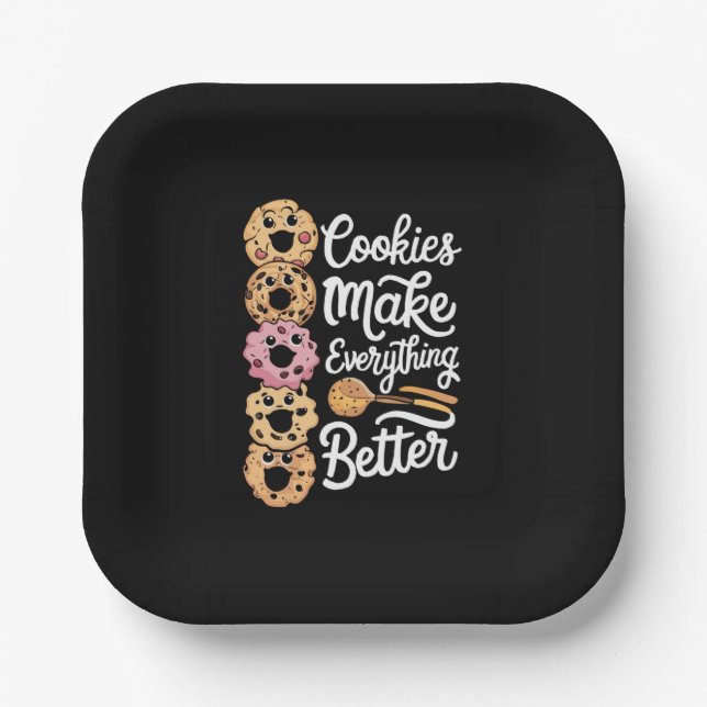 Cookies Make Everything Better Funny Christmas Paper Plate (Front)