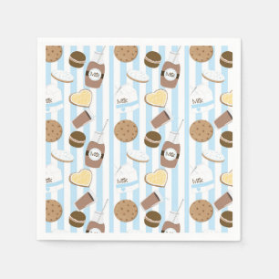 Cookies & Milk Boys Blue Birthday Party Napkins