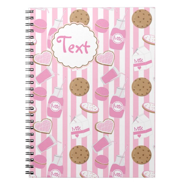 Cookies & Milk Girls Pink Bakery Notebook Journal (Front)