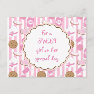 Cookies & Milk Pink Girls Birthday Postcard