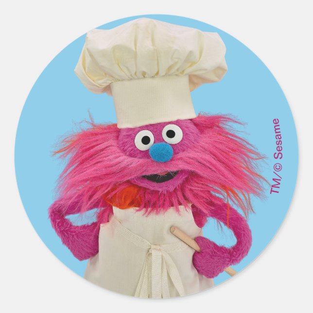 Cookie's Monster Food Truck | Gonger Posing Classic Round Sticker (Front)