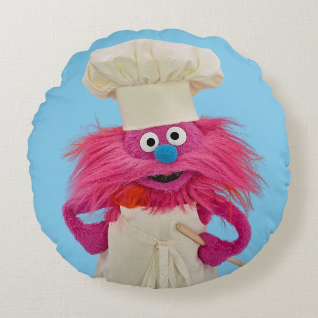Cookie's Monster Food Truck | Gonger Posing Round Cushion (Front)